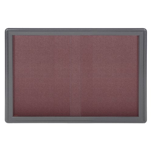 Ovation 34" x 47" 2Sliding Doors Indoor Fabric Tackboard-Gray Frame