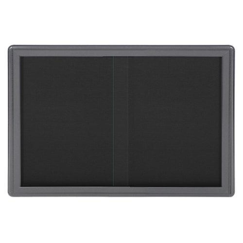 Ovation 34" x 47" 2Sliding Doors Indoor Fabric Tackboard-Gray Frame