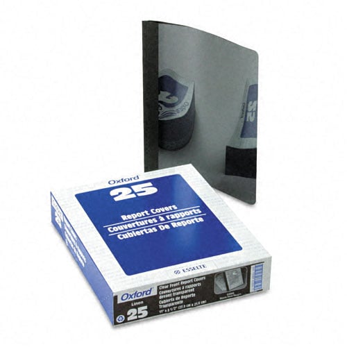 Oxford 1/2" Clear/Black Clear Front Linen Report Cover 25pk