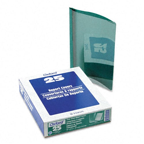 Oxford 1/2" Clear/Green Clear Front Report Cover - 25pk