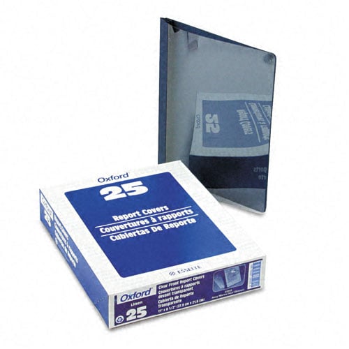 Oxford 1/2" Clear/Navy Clear Front Linen Report Cover 25pk