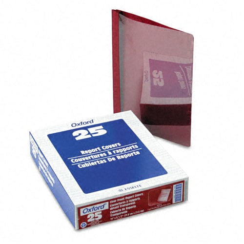 Oxford 1/2" Clear/Red Clear Front Report Cover - 25pk