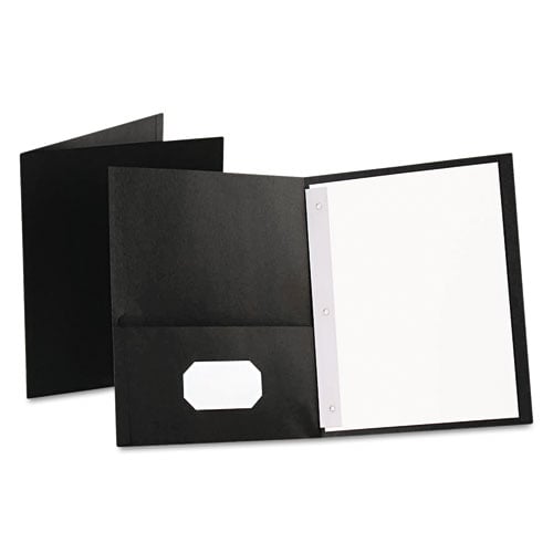 Oxford Black Twin-Pocket Tang Fasteners Portfolios - 25pk