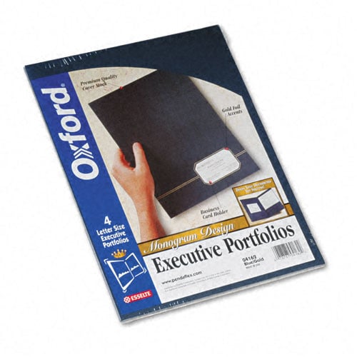 Oxford Blue/Gold Monogram Executive Business Portfolio