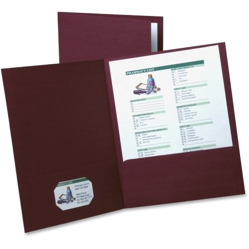 Oxford Burgundy Linen Twin-Pocket Folder - 5pk