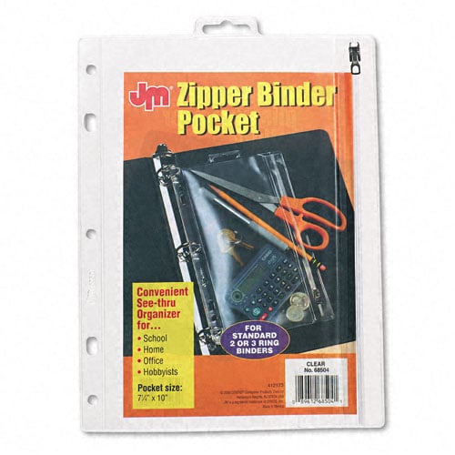 Oxford Clear Punched Zipper Binder Pocket