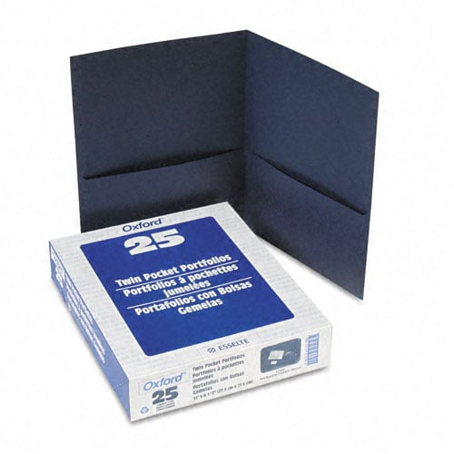 Oxford Dark Blue Textured Paper Letter Size Twin-Pocket Folders - 25pk