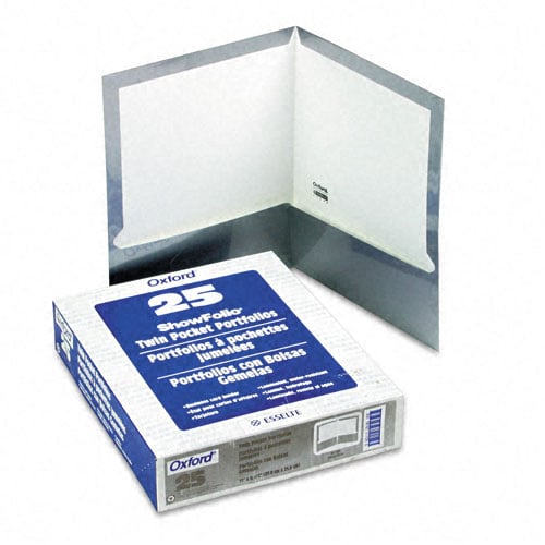 Oxford ShowFolio Gray Laminated Letter-Size Two-Pocket Folders - 25pk