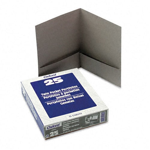 Oxford Gray Linen Twin-Pocket Portfolio - 25pk