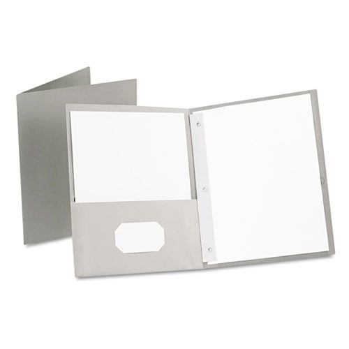 Oxford Gray Twin-Pocket Tang Fasteners Portfolios - 25pk