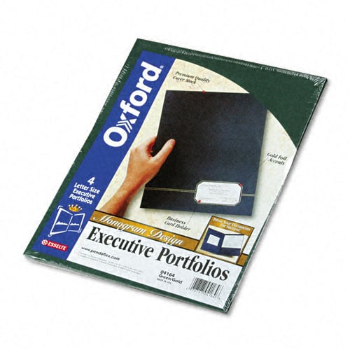 Oxford Green/Gold Monogram Executive Business Portfolio