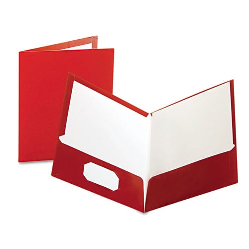 Oxford ShowFolio Crimson Laminated Letter-Size Two-Pocket Folders - 25pk