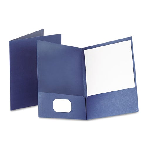 Oxford Navy Linen Twin-Pocket Portfolio - 25pk