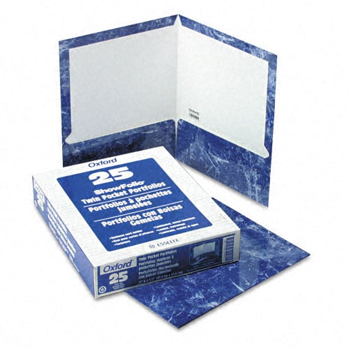 Oxford Navy Marble Laminated Portfolio - 25pk