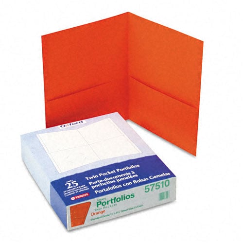 Oxford Orange Textured Paper Letter Size Twin-Pocket Folders - 25pk