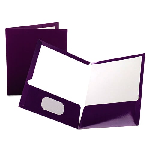 Oxford ShowFolio Purple Laminated Letter-Size Two-Pocket Folders - 25pk
