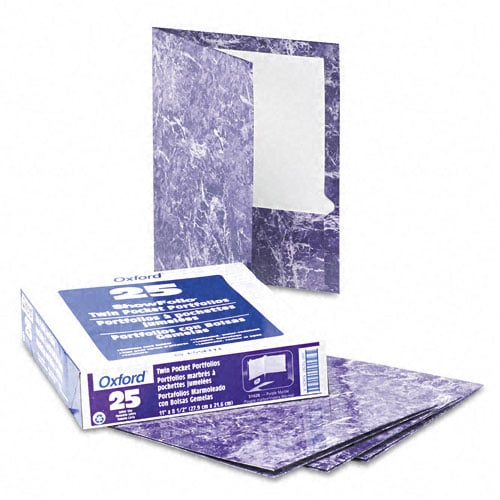 Oxford Purple Marble Laminated Portfolio - 25pk