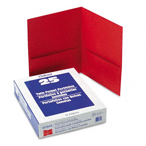 Oxford Red Textured Paper Letter Size Twin-Pocket Folders - 25pk