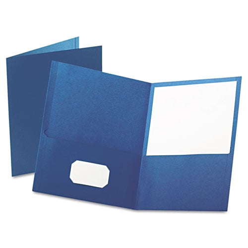 Oxford Blue Textured Paper Letter Size Twin-Pocket Folders - 25pk