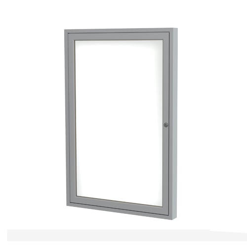 Ghent 1-Door Indoor Enclosed Porcelain Magnetic Whiteboard with Satin Aluminum Frame