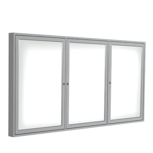 Ghent 3-Door  Indoor Enclosed Porcelain Magnetic Whiteboard with Satin Aluminum Frame