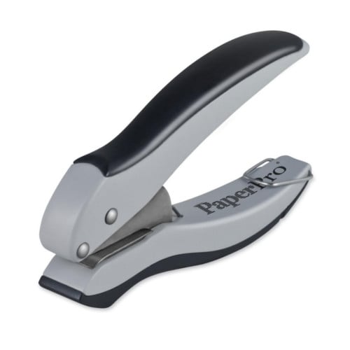PaperPro Gray/Black Easy Punch Manual 10-Sheet 1-Hole Punch - 2402