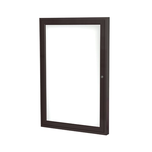 Ghent 1-Door  Indoor Enclosed Porcelain Magnetic Whiteboard with Bronze Aluminum Frame