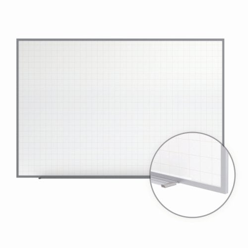 Ghent 48.5" x 72.5" Phantom Line Magnetic Steel Whiteboard with 2" x 2" Grid Pattern