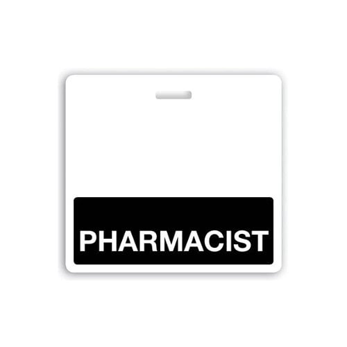 PHARMACIST Horizontal Badge Buddies (Black Bar/White Text) - 25pk