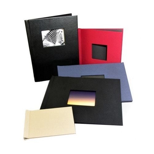 8.5" x 11.75" Portrait Black Cloth Pinchbook Hard Cover Photo Books with Window (5 Pack) Item#85851175BLKCLP - Clearance Sale