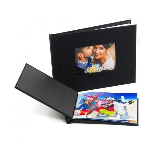 8.5" x 11.75" Portrait Black Cloth Pinchbook Hard Cover Photo Books with Window (5 Pack) Item#85851175BLKCLP - Clearance Sale