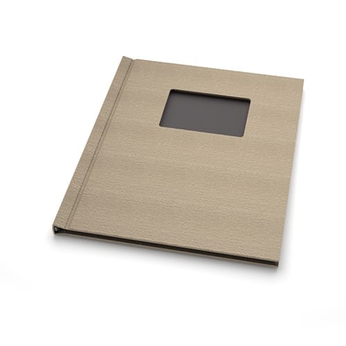 Pinchbook 8.5" x 11" Landscape Taupe Cloth Photobook Hardcovers with Window - 5pk