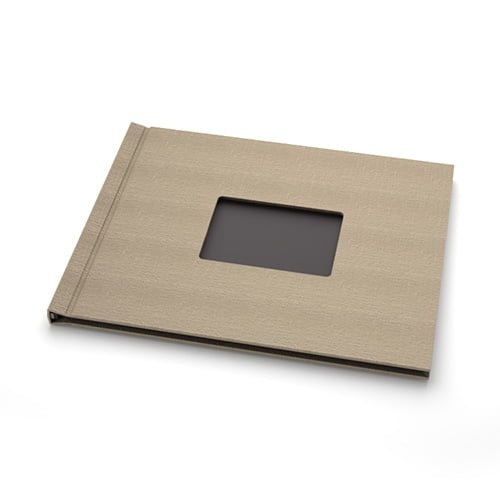 Pinchbook 8" x 10" Landscape Taupe Cloth Photobook Hardcovers with Window - 5pk