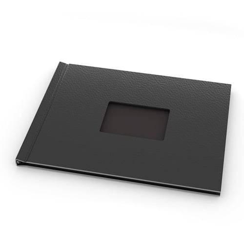 Pinchbook 8.5" x 11" Landscape Black Leather Photobook Hardcovers with Window - 5pk