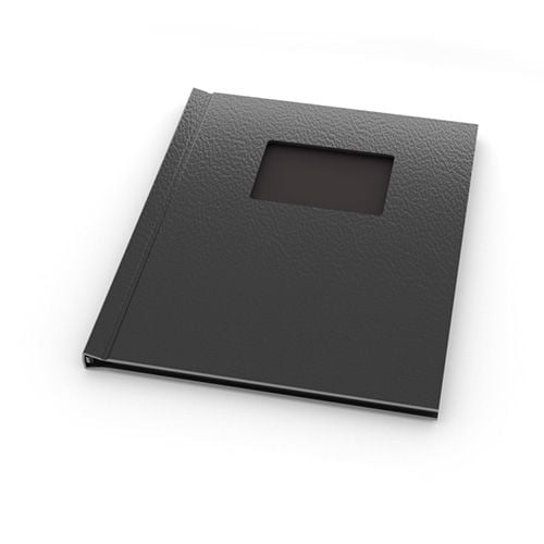 Pinchbook 8.5" x 11" Portrait Black Leather Photobook Hardcovers with Window - 5pk