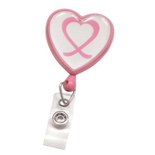 Pink Heart Shaped Awareness Badge Reel - 25pk