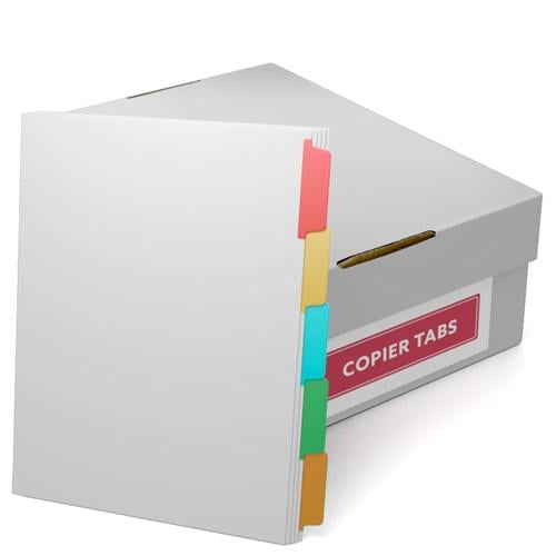 MyBinding 110lb 1/4th Cut Straight Collated Copier Tabs With Multi-Colored Mylar (Reinforced Binding Edge) - 1 Carton