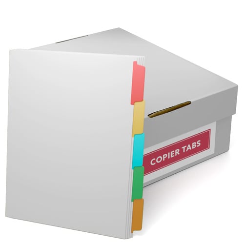 MyBinding 90lb Straight Collated Copier Tabs With Multi-Colored Mylar (3-Hole Punched) - 1 Carton