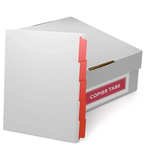 MyBinding 110lb Reverse Collated Copier Tabs With Red Mylar (Reinforced Binding Edge, 3-Hole Punched) - 1 Carton