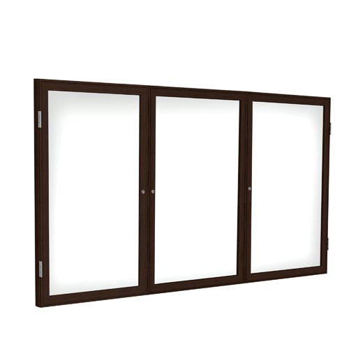 Ghent 3-Door  Indoor Enclosed Porcelain Magnetic Whiteboard with Walnut Wood Frame