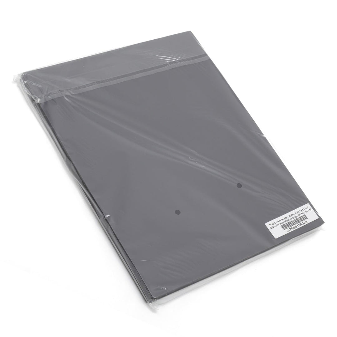 Poly Covers [12 mil, 8-3/4" x 11-1/4" , Medium Gray, Round Corner, Matte / Matte] - Clearance Sale