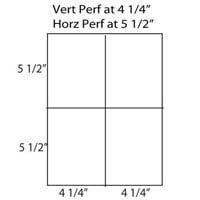 20lb 8.5" x 11" Perforated Paper Vertical at 4 1/4" Horizontal at 5 1/2"