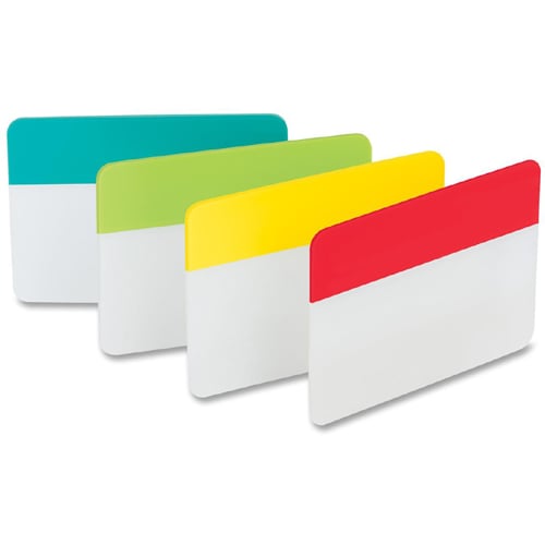 Post-it 1.5" x 2" Assorted Write-on Durable Filing Tabs - 24pk (Aqua/Lime/Yellow/Red)