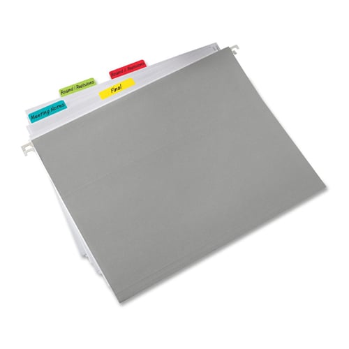 Post-it 1.5" x 2" Assorted Write-on Durable Filing Tabs - 24pk (Aqua/Lime/Yellow/Red)