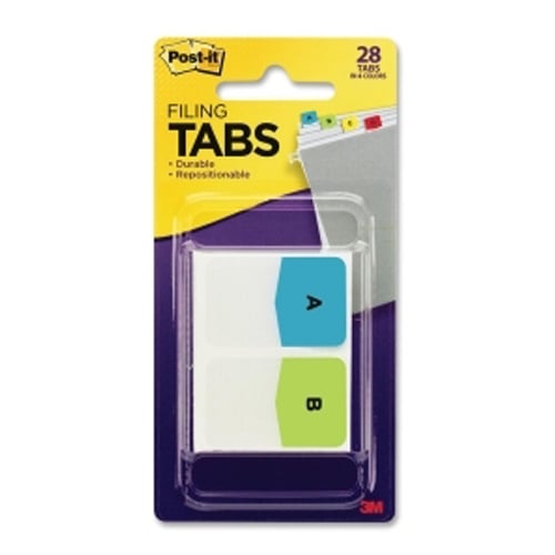 Post-it 1.50" x 1" Pre-Printed A-Z Letters Assorted Filing Tabs - 28pk