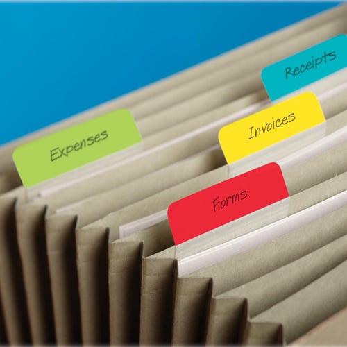 Post-it 1.50" x 2" Assorted Tab Write-on Durable Filing Angle Tabs - 24pk