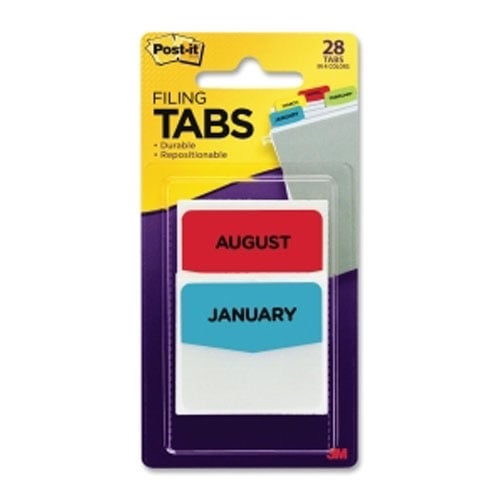 Post-it 1.75" x 1.50" Pre-Printed Months Filing Tabs - 28pk