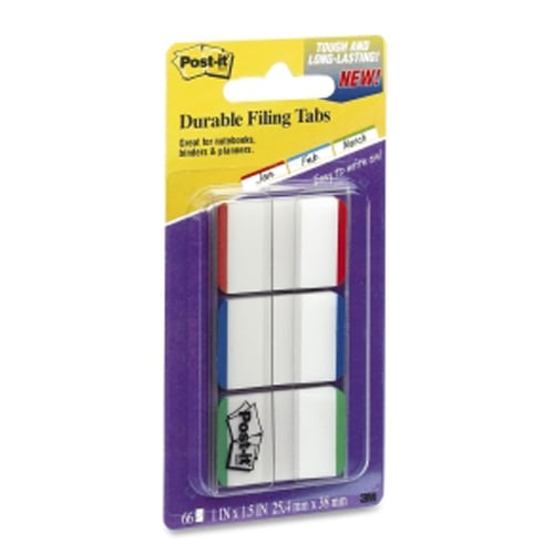 Post-it 1" x 1.5" Assorted Write-On Durable Filing Tabs - 66pk (Red/Blue/Green)