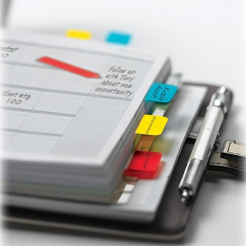 Post-it 1" x 1.50" Red/Blue/Yellow Tab Write-on Durable Index Tabs