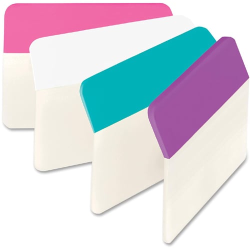 Post-it 2" W Assorted Tab Write-on Repositionable Filing Angle Tabs - 24pk
